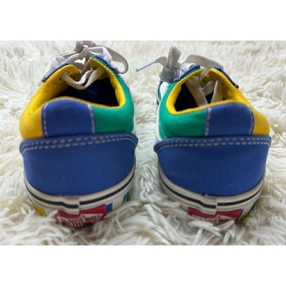 Boys Blue, Green & Yellow Checkered Vans Size 2 - Picture 6 of 9